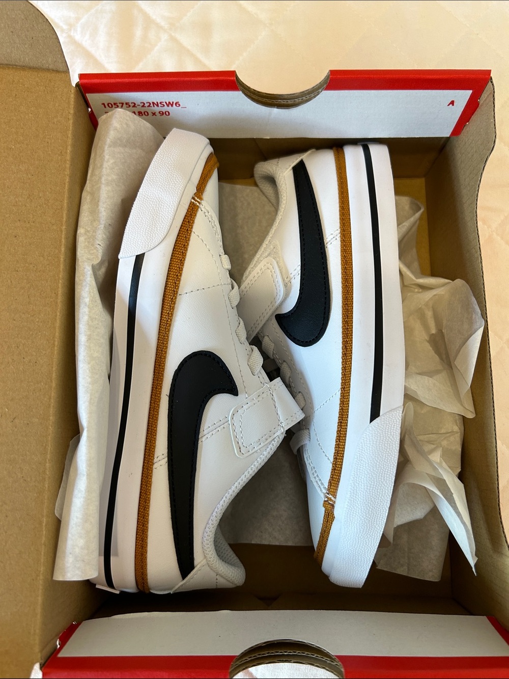 Nike Kids Court Legacy Shoes with Black Swoosh & Brown Accent